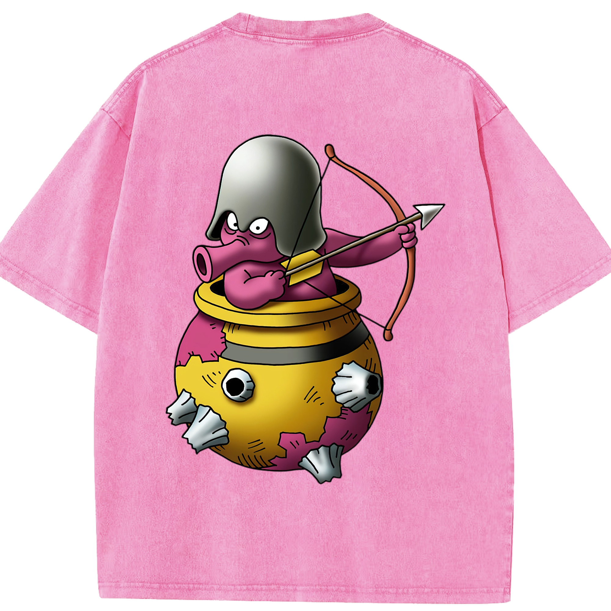 （画像用） ドラゴンクエスト Doragon Kuesuto Dragon Quest 綿100% ヴィンテージ風 半袖Tシャツ（背面プリント）
